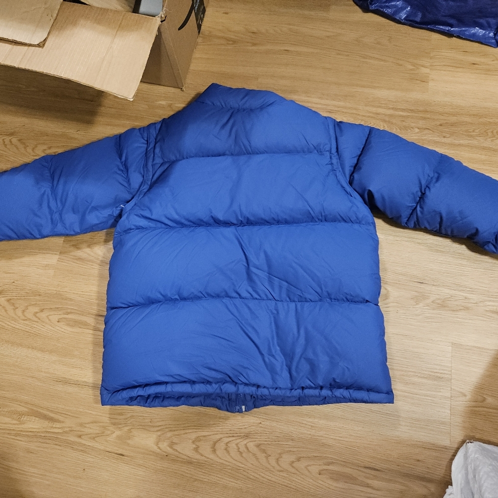 LANDS END 70% DOWN Kids Blue Puffer Winter Coat VEST CONVERTIBLE 14-16 L XL - Picture 2 of 8